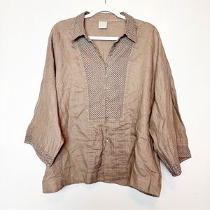 Poetry 100% Linen Belll Sleeve Blouse Eur 48